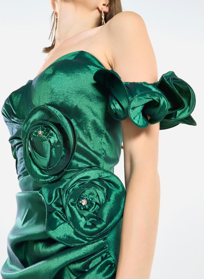 House of Moda Women Rosette Detail Satin Mini Dress - Image 5